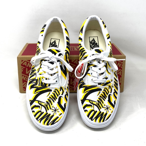 VANS Era Family Shoes Yellow White Canvas Sneakers Low Men Size Custom ALSU01260 - Picture 3 of 11